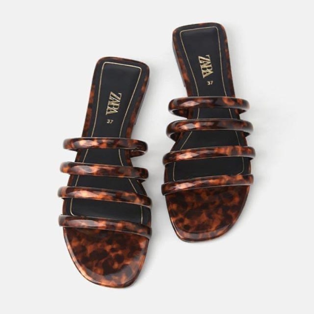 ZARA TORTOISE SHELL TUBE STRAP SANDAL SLIDES